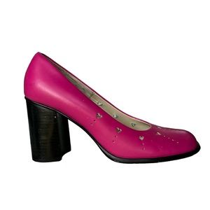 JG Hook bright pink vintage 90s block heel heart cutout detail pumps size 9